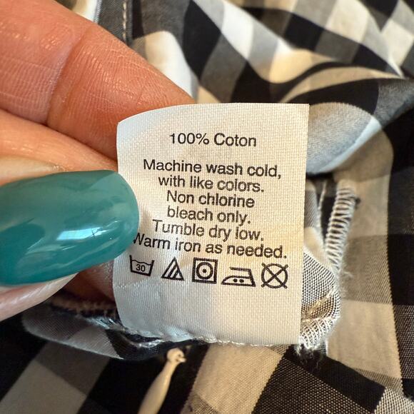 Women's J.Crew Black and White Gingham‎ Tie Waist Ruffle Hem Skirt Size 4 - Picture 5 of 8